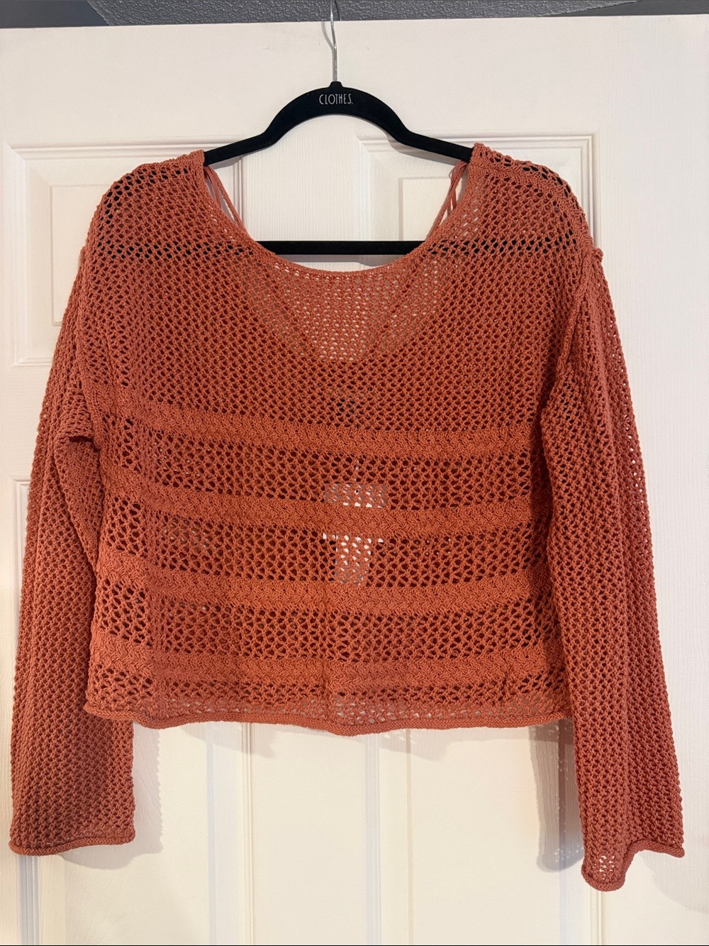 NEW!!!! American Eagle Outfitters Rust Open-Knit Cropped Sweater